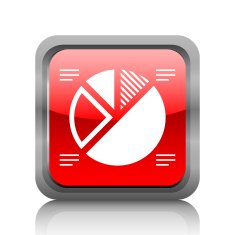 Pie Chart icon on a square button - RubyRed Series N2
