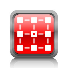 Flowchart icon on a square button - RubyRed Series N5