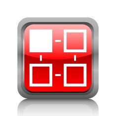 Flowchart icon on a square button - RubyRed Series N6
