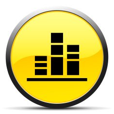 Bar Graph icon on a round button - Curve Series N11