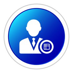 Businessman icon on a round button - Sticker Series N9