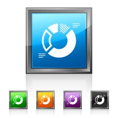 Donut Chart icon on square buttons - Squared Series N3