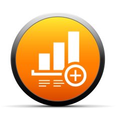 Bar Graph icon on a round button - Simple Series N13