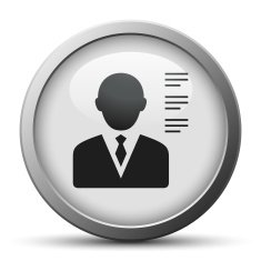 Businessman icon on a silver button - Silver Series N10