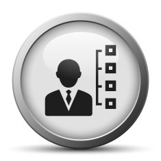 Businessman icon on a silver button - Silver Series N11