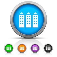 Office Building icon on round buttons - Gloss Series
