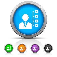 Businessman icon on round buttons - Gloss Series N11