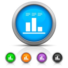 Bar Graph icon on round buttons - Gloss Series N15