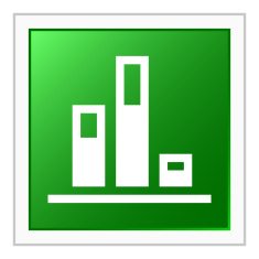Bar Graph icon on a square button - Flat Series N12