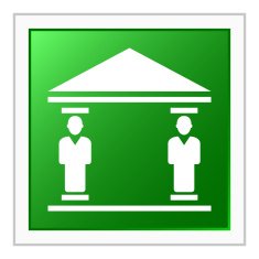 Bank icon on a square button - Flat Series N6