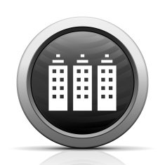 Office Building icon on a round button - Elect Series