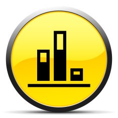 Bar Graph icon on a round button - Curve Series N12