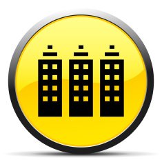 Office Building icon on a round button - Curve Series