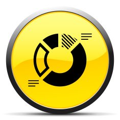 Donut Chart icon on a round button - Curve Series N3