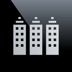 Office Building icon on a black background - Core Series