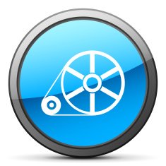 Flywheel icon on a round button - Bright Series