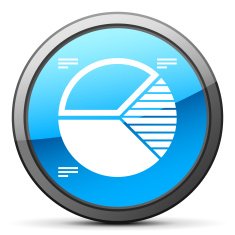 Pie Chart icon on a round button - Bright Series N5