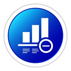 Bar Graph icon on a round button - Sticker Series N16
