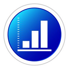 Bar Graph icon on a round button - Sticker Series N19