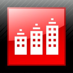 Apartment Building icon on a square button - Sleek Series
