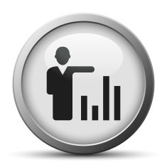 Businessman icon on a silver button - Silver Series N15