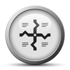 Flowchart icon on a silver button - Silver Series N9