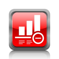 Bar Graph icon on a square button - RubyRed Series N16