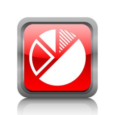 Pie Chart icon on a square button - RubyRed Series N6