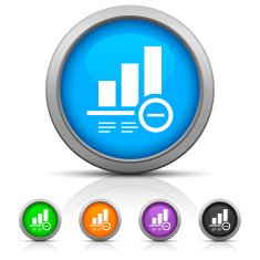 Bar Graph icon on round buttons - Gloss Series N16