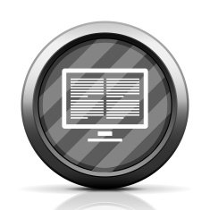 Computer Monitor icon on a round button - Elite Series