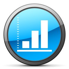 Bar Graph icon on a round button - Bright Series N18