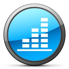 Bar Graph icon on a round button - Bright Series N22