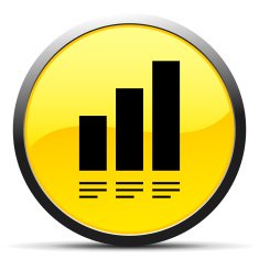 Bar Graph icon on a round button - Curve Series N21