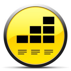 Bar Graph icon on a round button - Curve Series N22