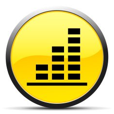 Bar Graph icon on a round button - Curve Series N23