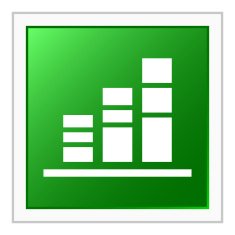 Bar Graph icon on a square button - Flat Series N20