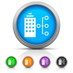 Office Building icon on round buttons - Gloss Series N2