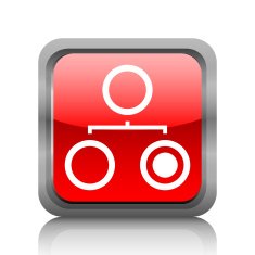 Organization Chart icon on a square button - RubyRed Series N5