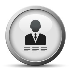Businessman icon on a silver button - Silver Series N21