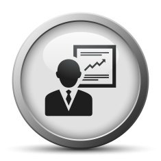 Businessman icon on a silver button - Silver Series N22