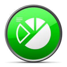 Pie Chart icon on a round button - Slender Series N7