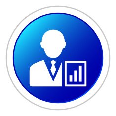 Businessman icon on a round button - Sticker Series N18