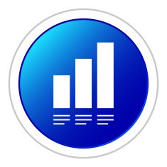 Bar Graph icon on a round button - Sticker Series N21