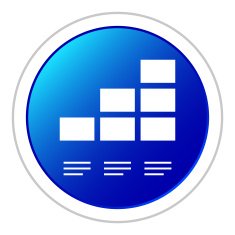 Bar Graph icon on a round button - Sticker Series N22