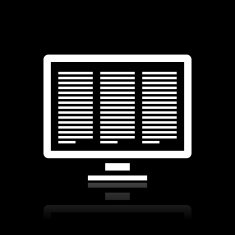 Computer Monitor icon on a black background - White Series