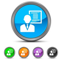 Businessman icon on circle buttons N2