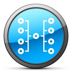 Flowchart icon on a round button N8