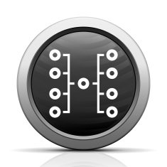Flowchart icon on a round button N9