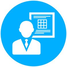 Businessman icon on a round button N20