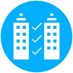 Office Building icon on a round button N5